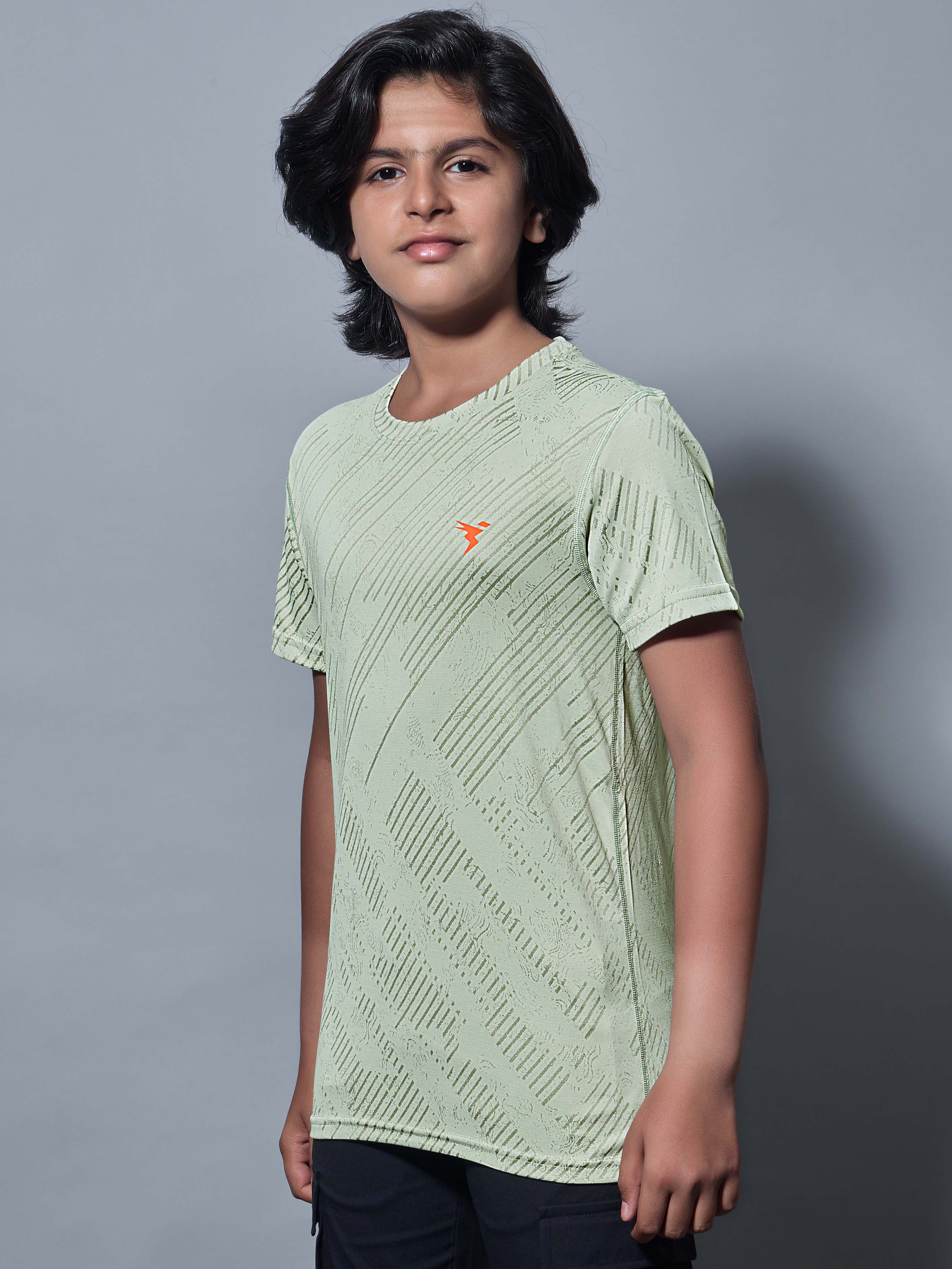 Boys Self Design Slim Fit Crew Neck T-shirt with DOUBLE COOL - Image 4