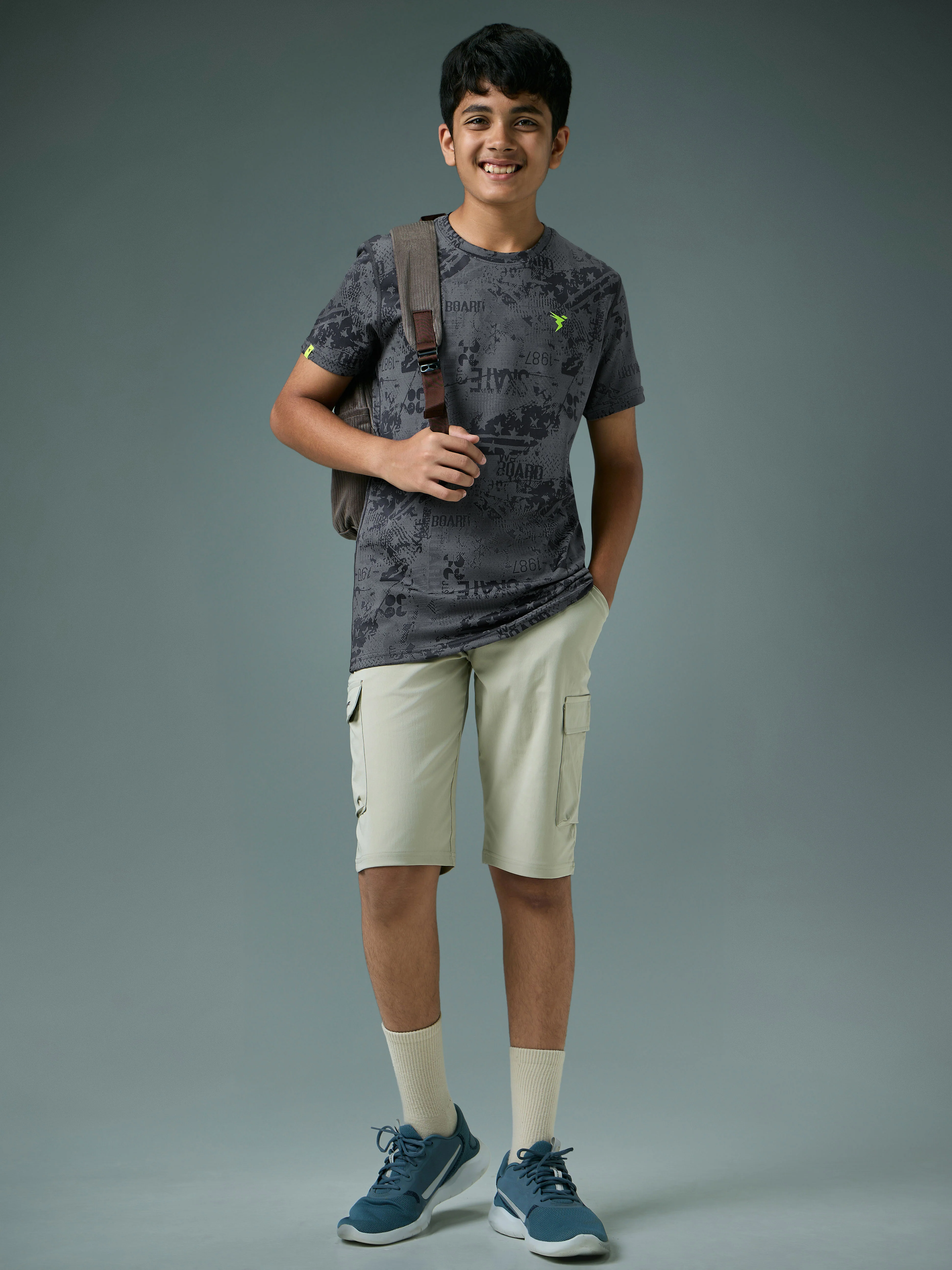 Boys Self Design Slim Fit Crew Neck T-shirt with DOUBLE COOL - Image 5