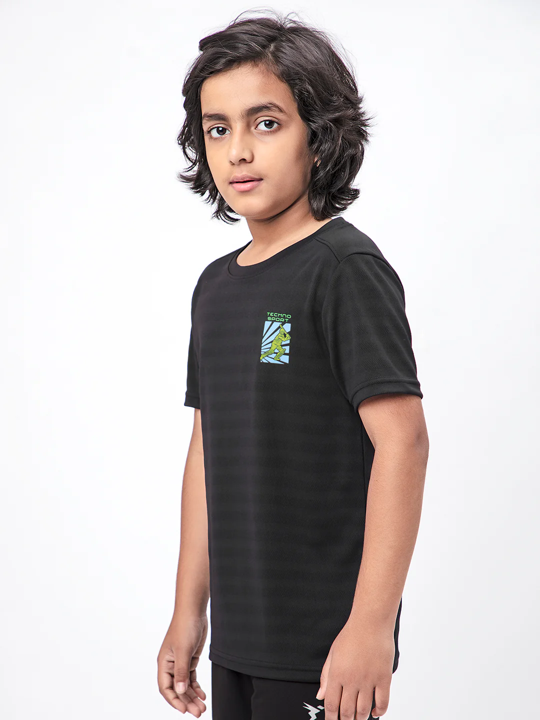 Boys Solid Slim Fit Crew Neck T-shirt with DOUBLE COOL - Image 3