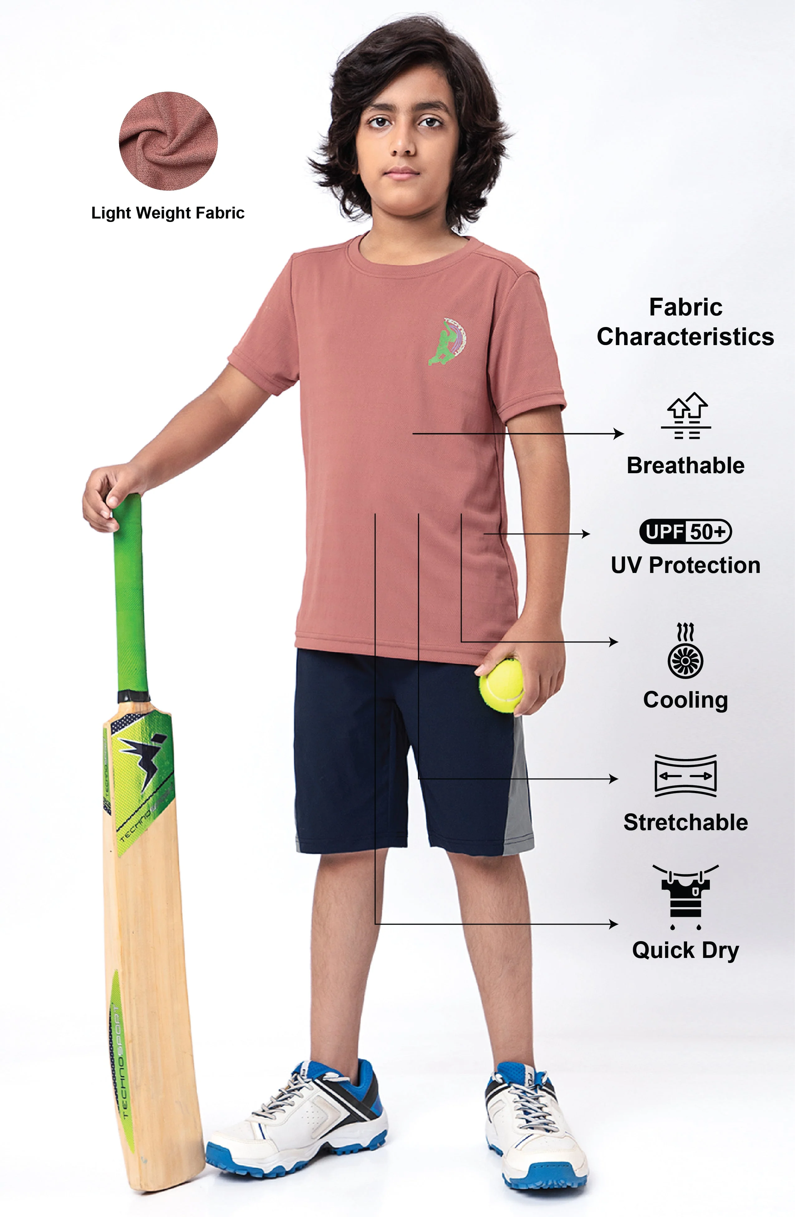 Boys Solid Slim Fit Crew Neck T-shirt with DOUBLE COOL - Image 4