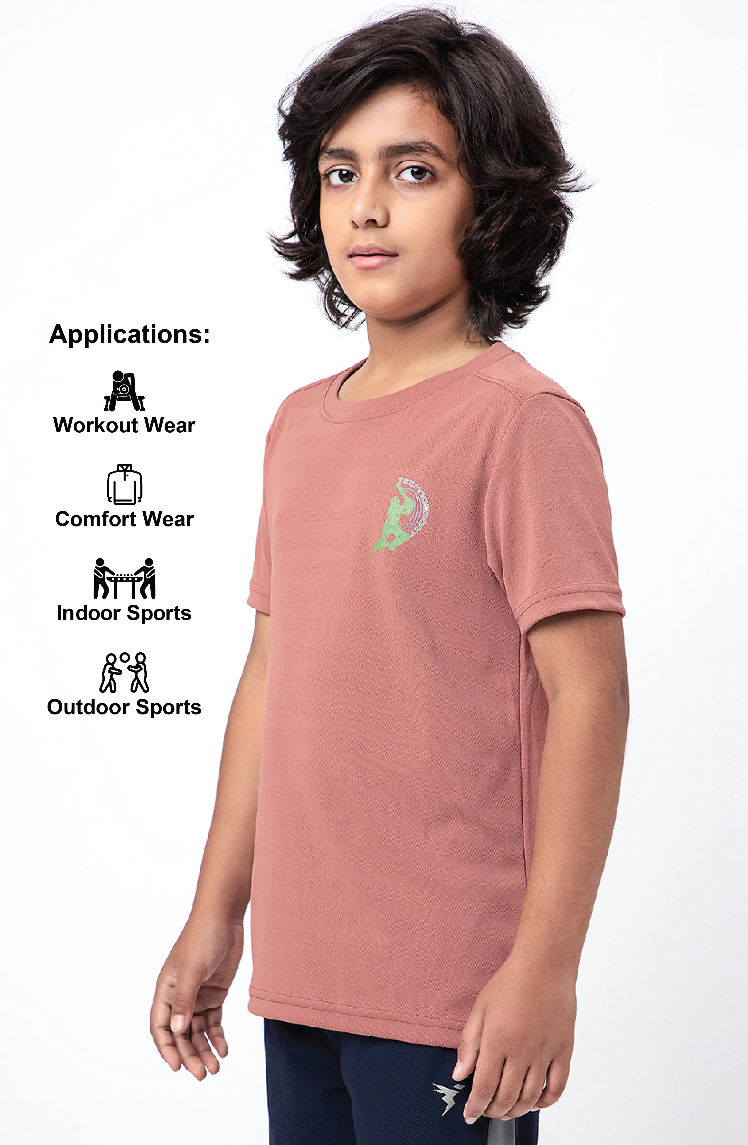 Boys Solid Slim Fit Crew Neck T-shirt with DOUBLE COOL - Image 5