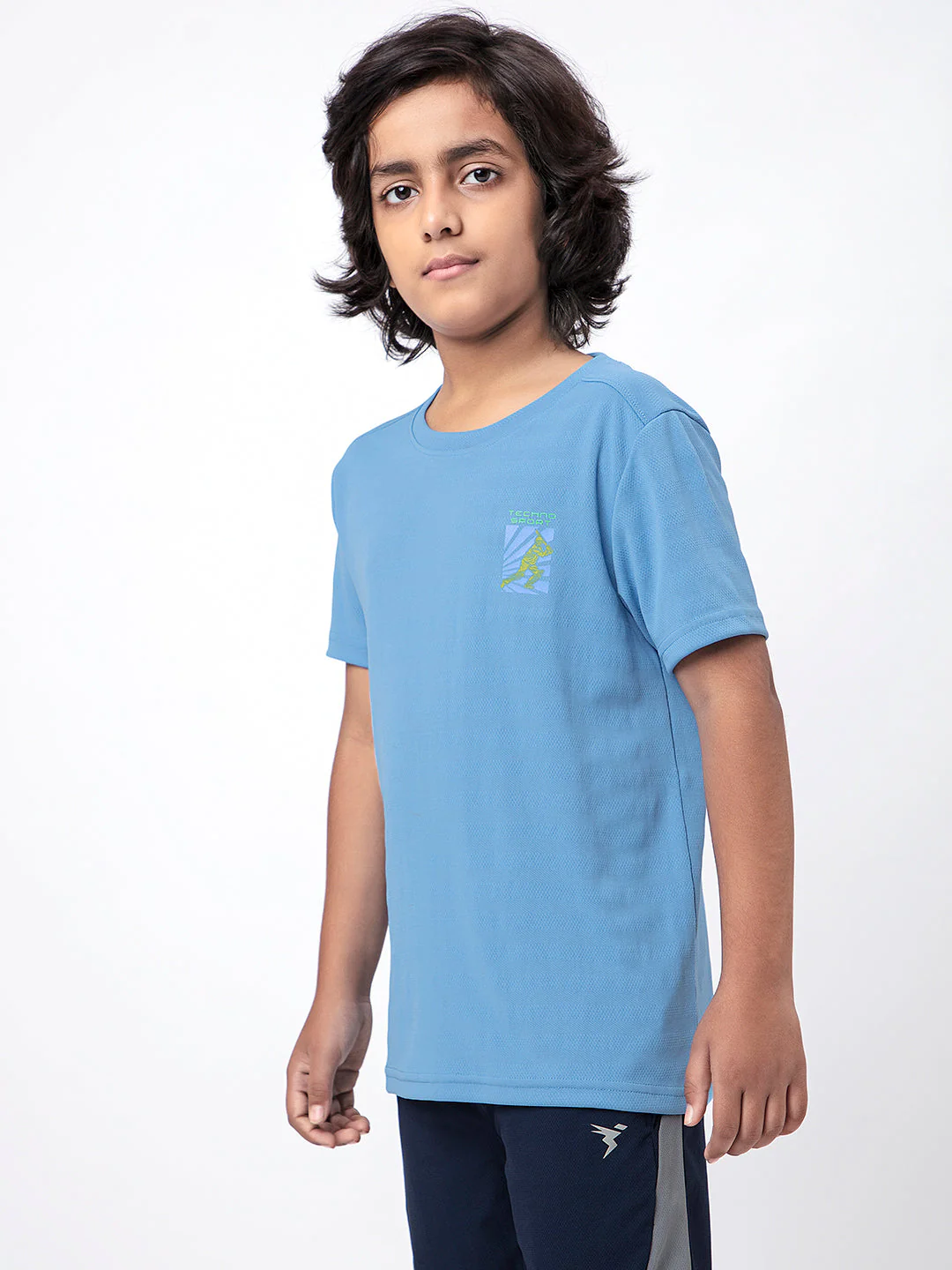 Boys Solid Slim Fit Crew Neck T-shirt with DOUBLE COOL - Image 3