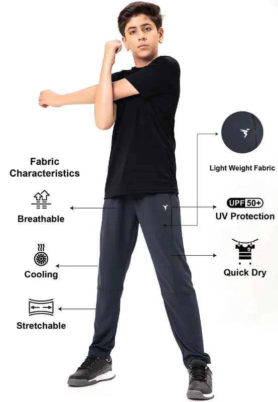 Boys Solid Slim Fit Trackpants with TECHNO GUARD - Image 2