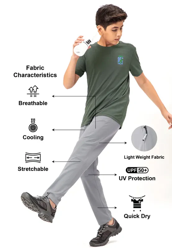 Boys Solid Slim Fit Trackpants with TECHNO GUARD - Image 2
