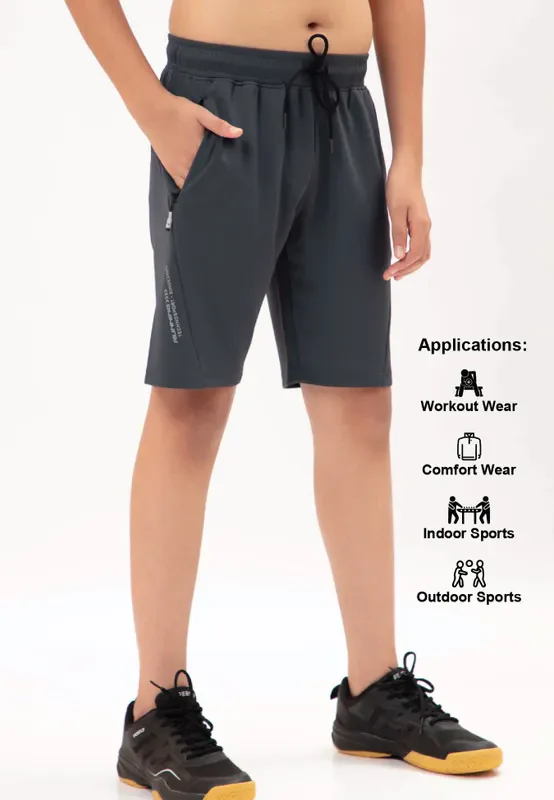 Boys Solid Slim Fit Shorts with TECHNO GUARD - Image 4
