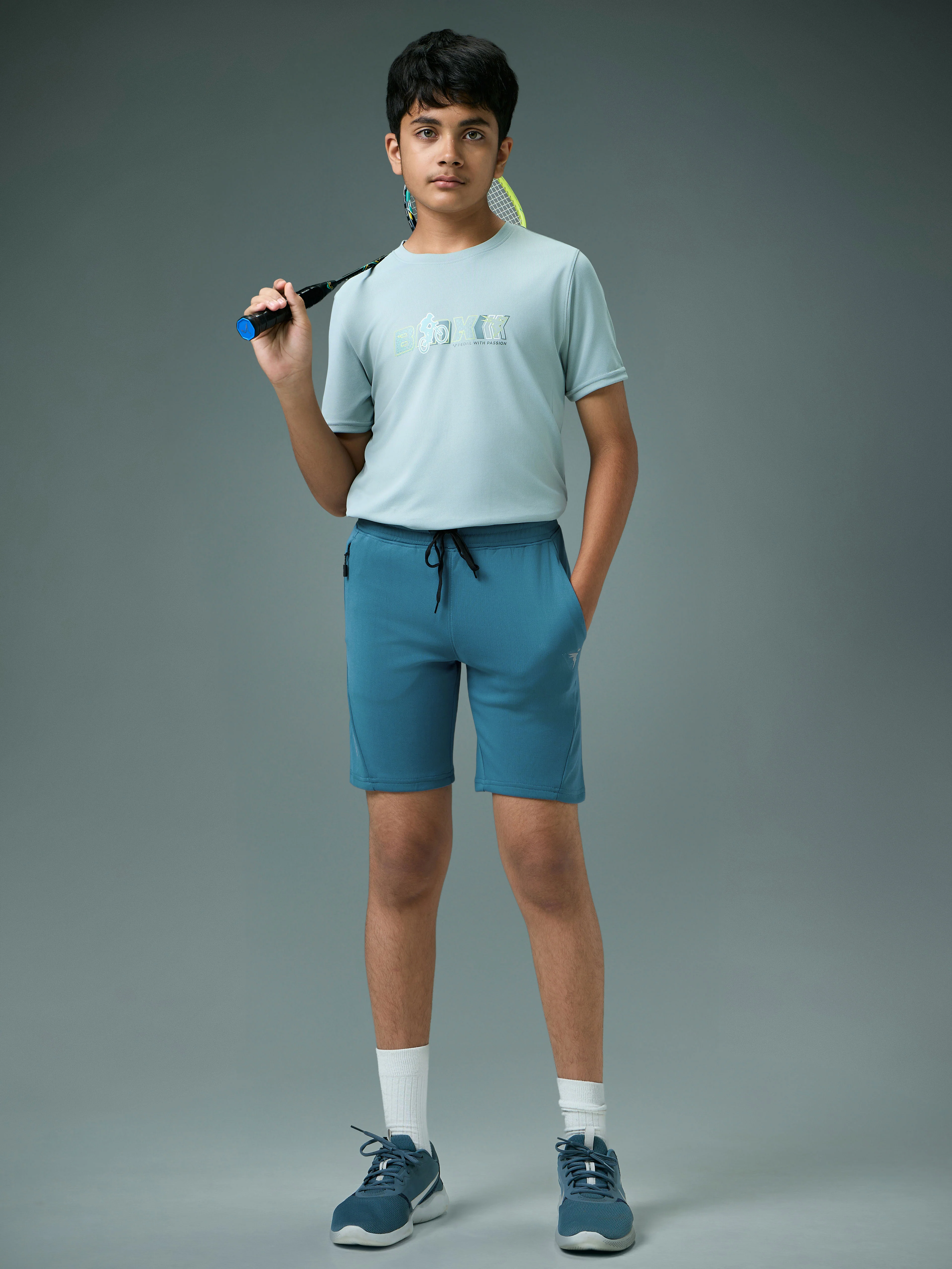 Boys Solid Slim Fit Shorts with TECHNO GUARD - Image 5
