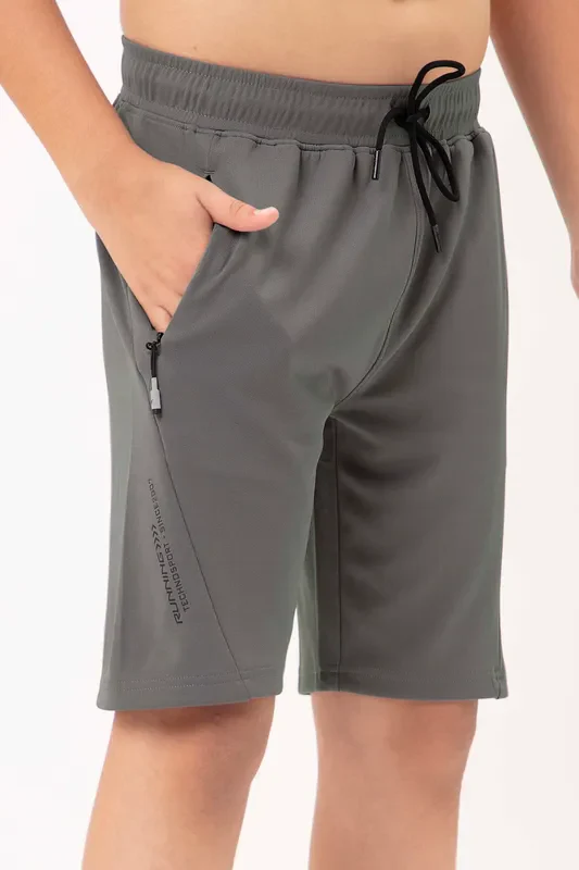 Boys Solid Slim Fit Shorts with TECHNO GUARD - Image 6