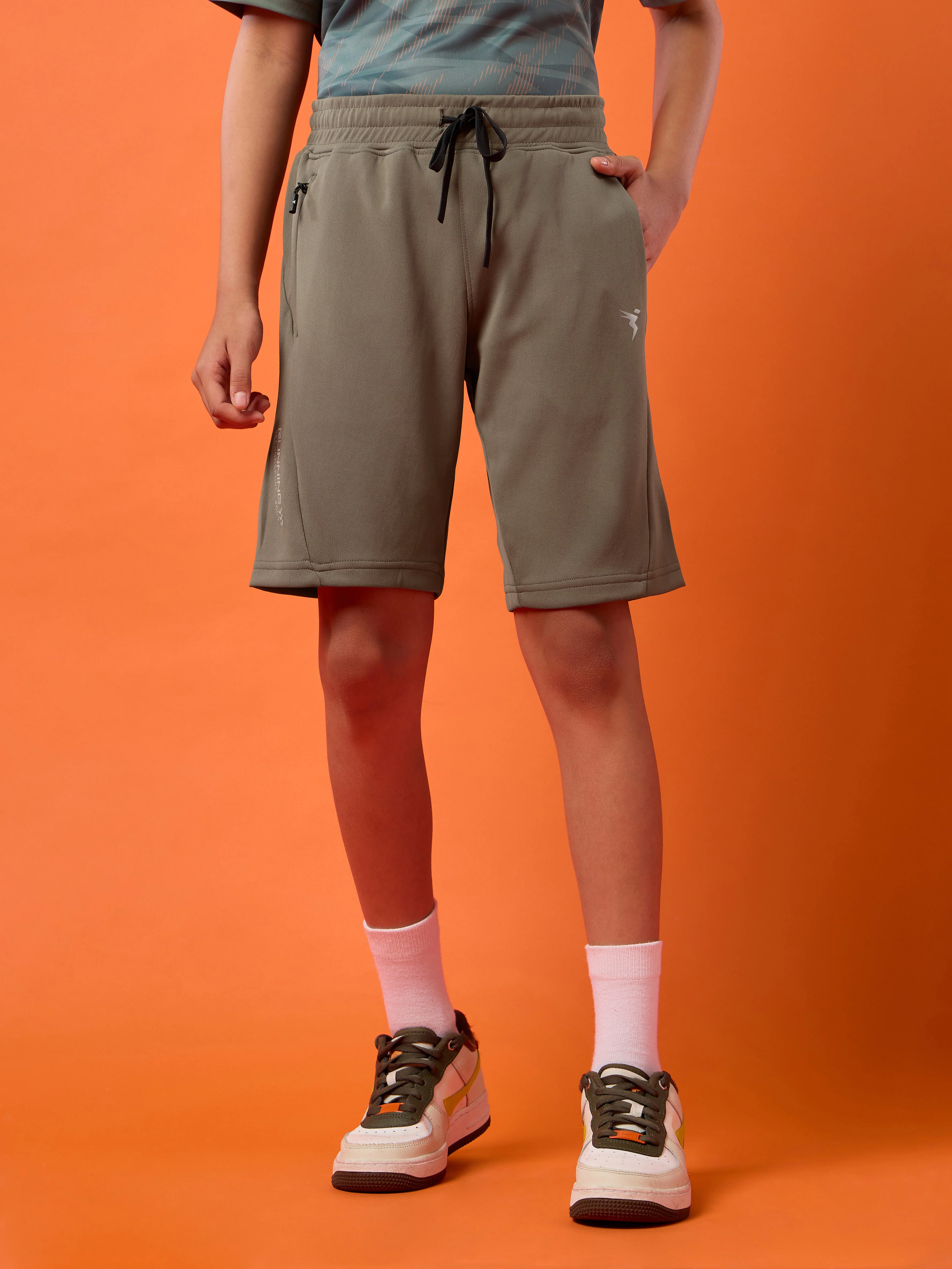 Boys Solid Slim Fit Shorts with TECHNO GUARD - Image 2