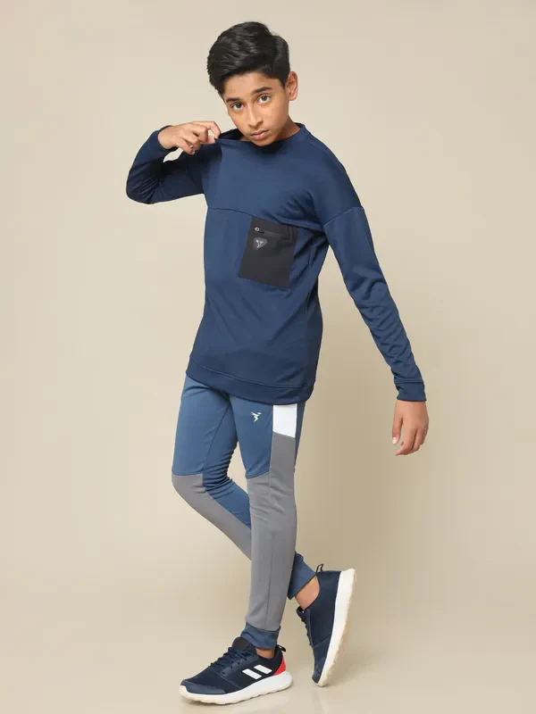 Boys Solid Slim Fit Crew Neck Pullover with TECHNO DRY - Image 5
