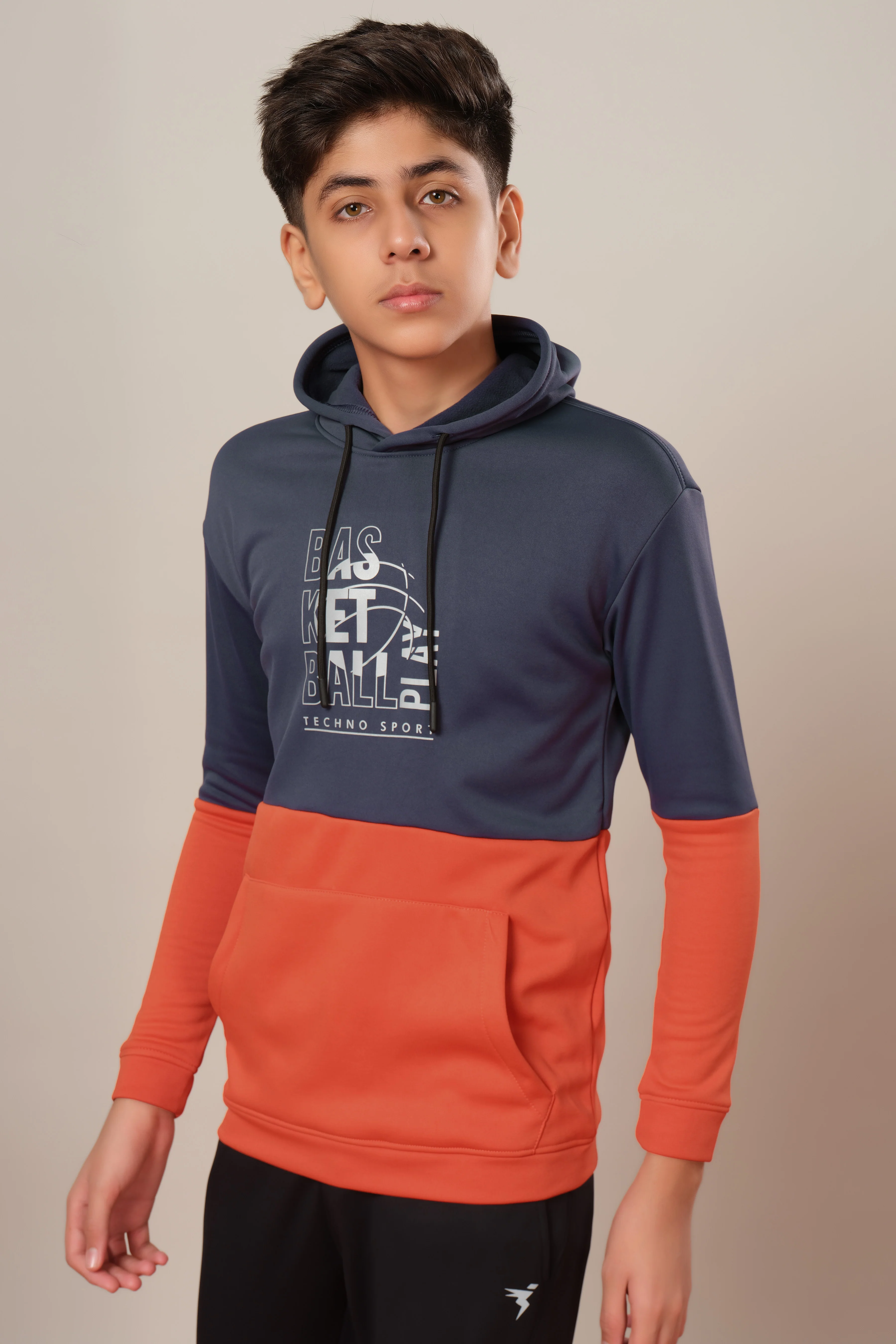 Boys Colorblock Slim Fit Hooded Sweatshirt with TECHNO WARM+ - Image 2