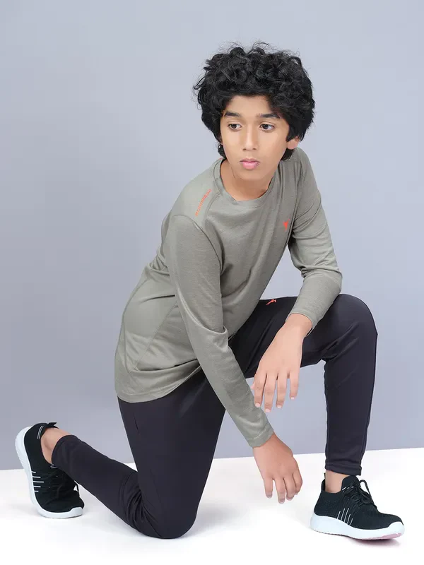 Boys Melange Slim Fit Crew Neck T-shirt with DOUBLE COOL - Image 2