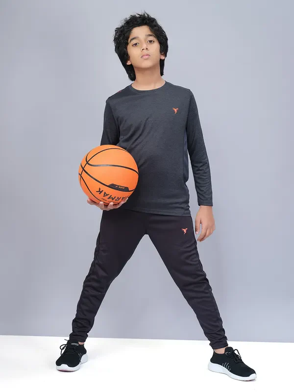 Boys Melange Slim Fit Crew Neck T-shirt with DOUBLE COOL - Image 2
