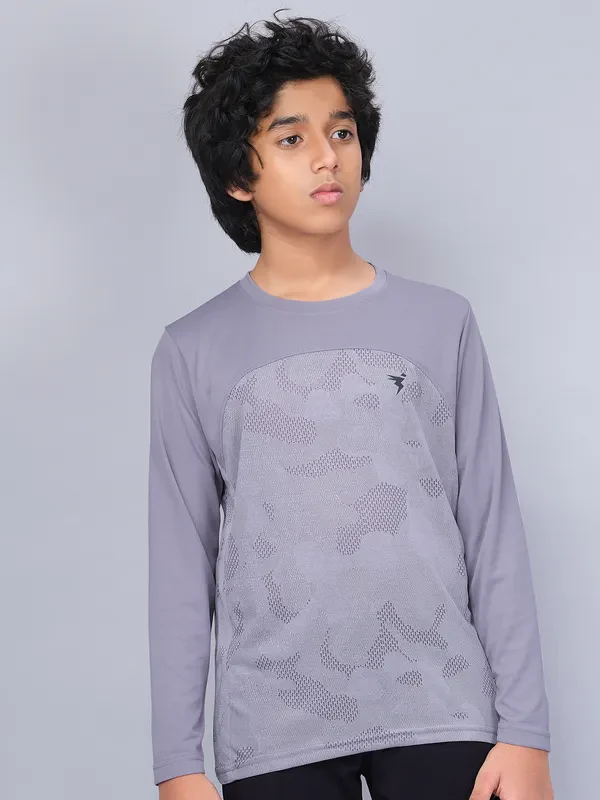 Boys Jacquard Slim Fit Crew Neck T-shirt with VENTMESH - Image 3