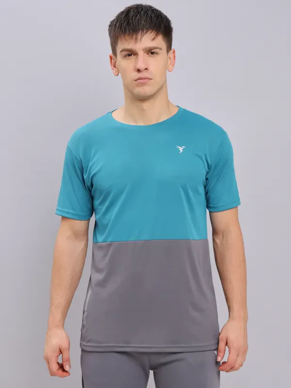 Men Colorblock Slim Fit Crew Neck T-shirt with DOUBLE COOL - Image 6