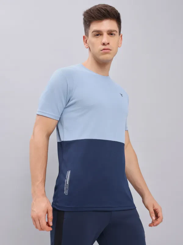 Men Colorblock Slim Fit Crew Neck T-shirt with DOUBLE COOL - Image 3