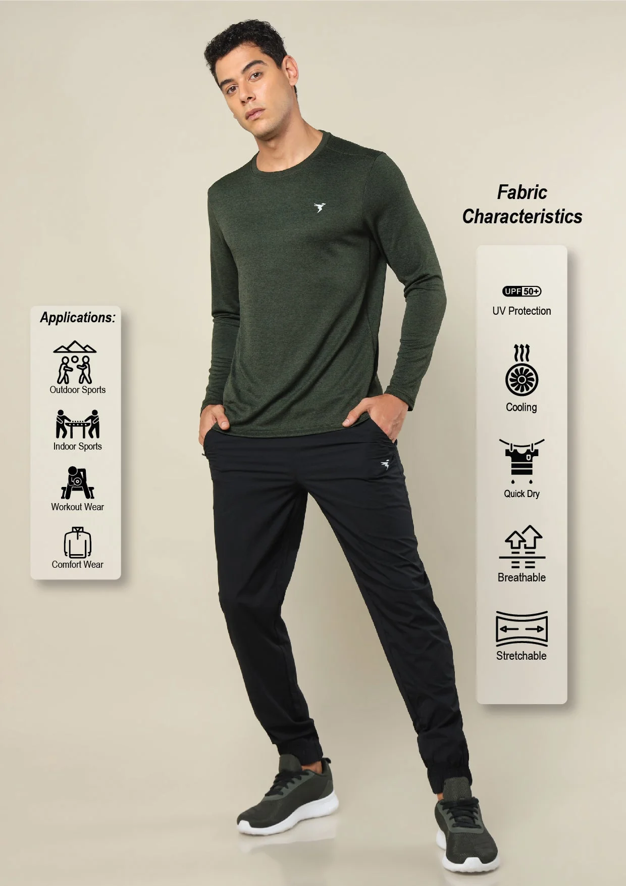 Men Melange Slim Fit Crew Neck T-shirt with DOUBLE COOL - Image 4