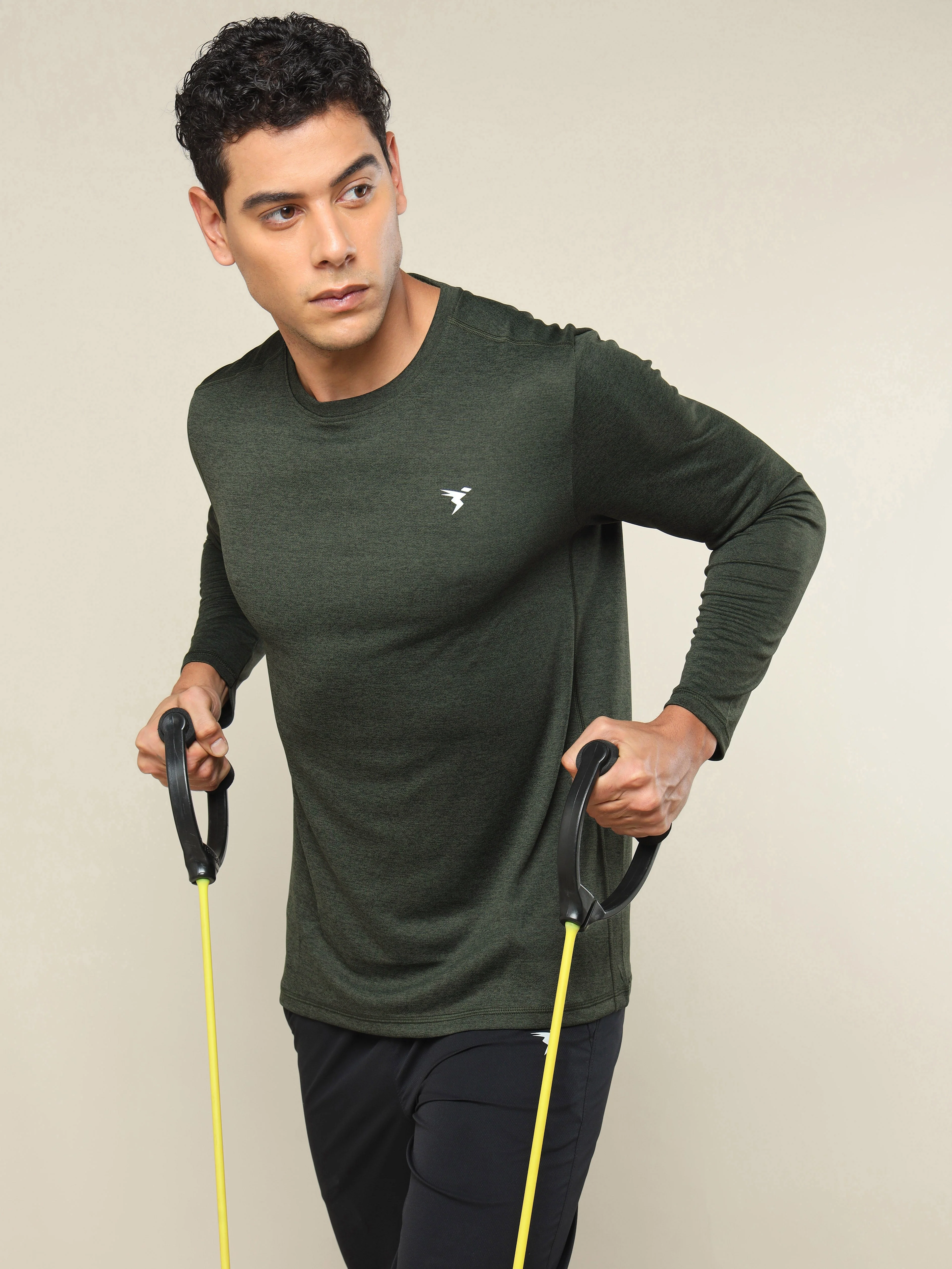 Men Melange Slim Fit Crew Neck T-shirt with DOUBLE COOL - Image 5