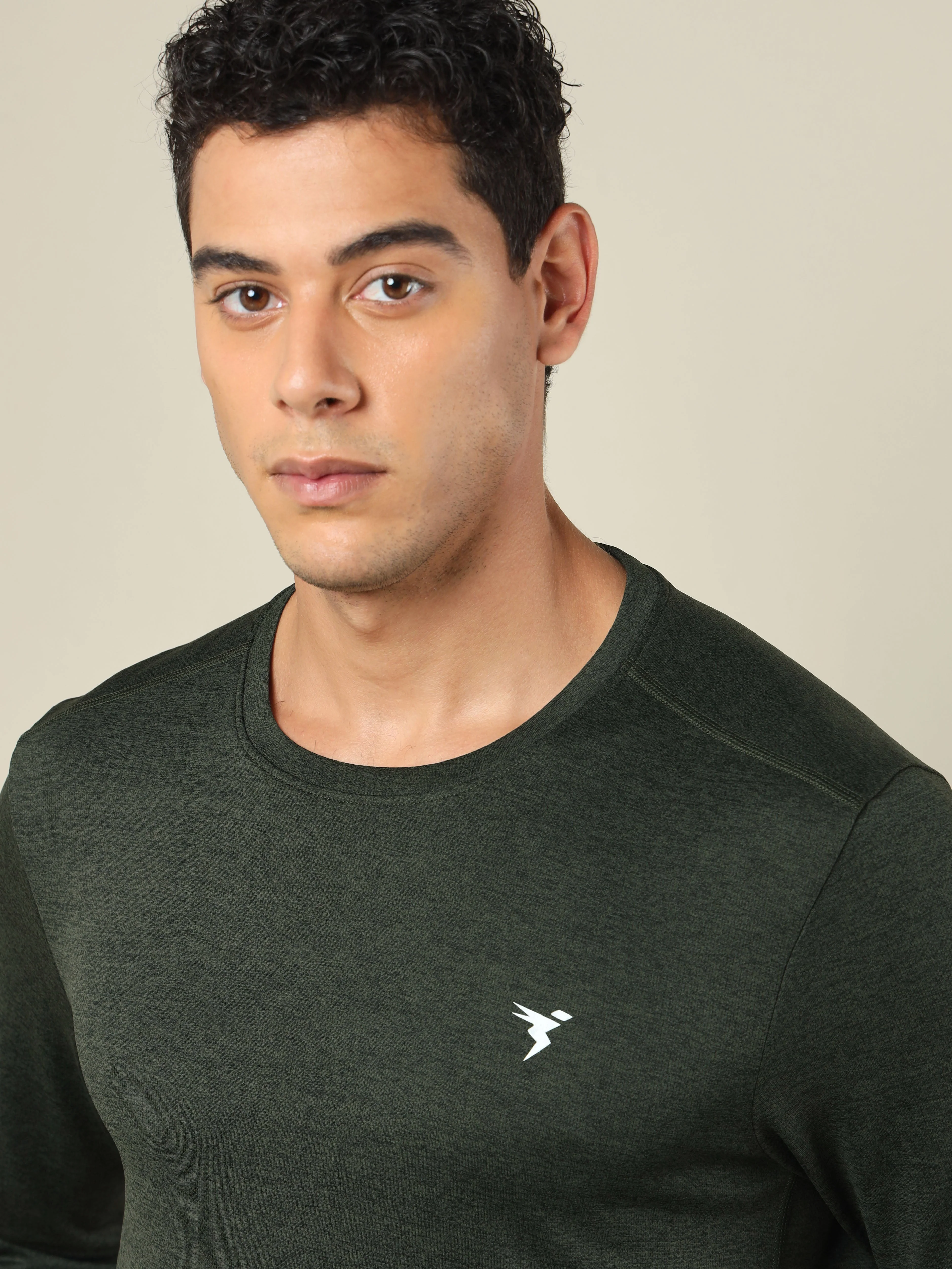Men Melange Slim Fit Crew Neck T-shirt with DOUBLE COOL - Image 6