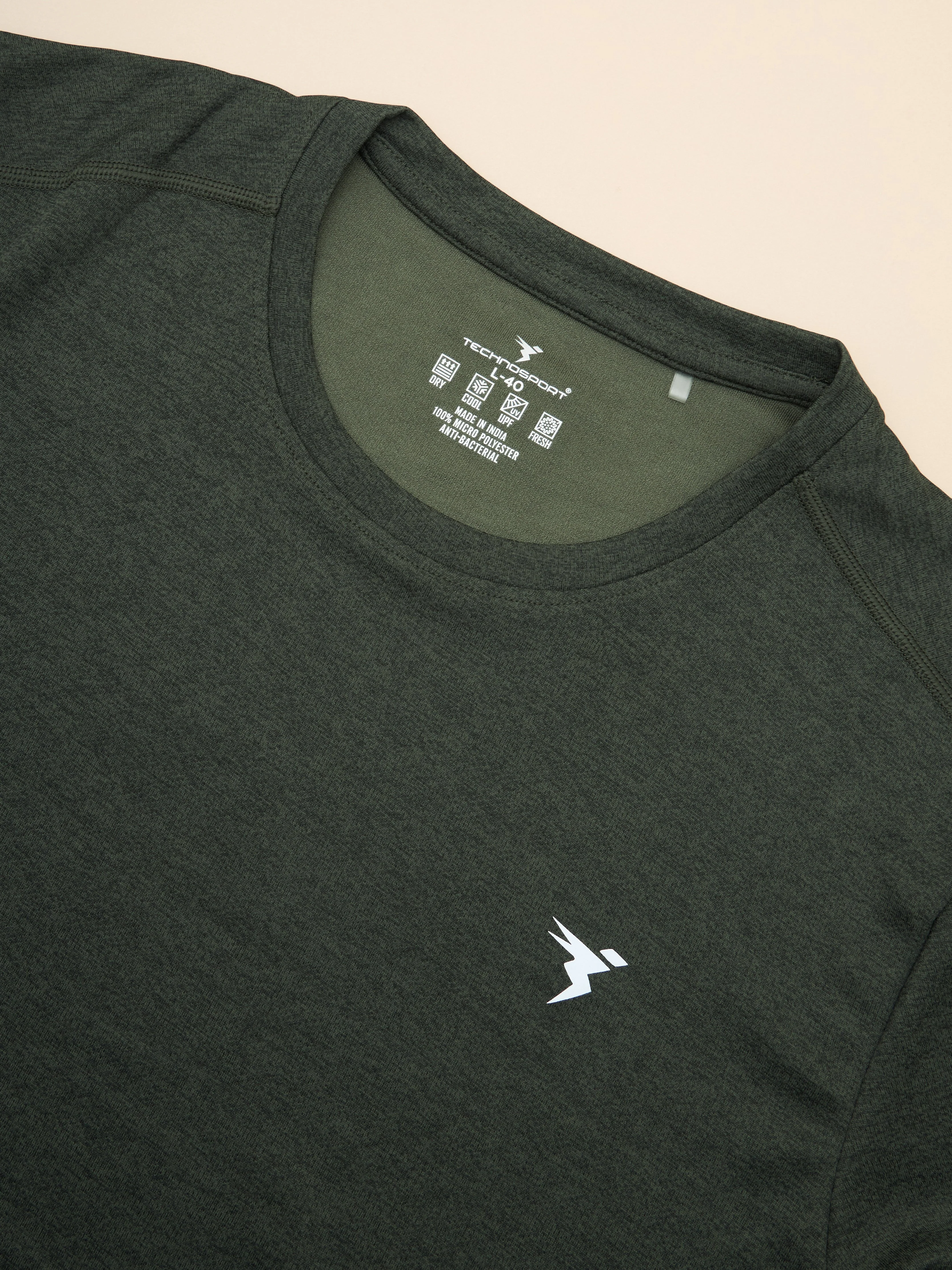 Men Melange Slim Fit Crew Neck T-shirt with DOUBLE COOL - Image 7
