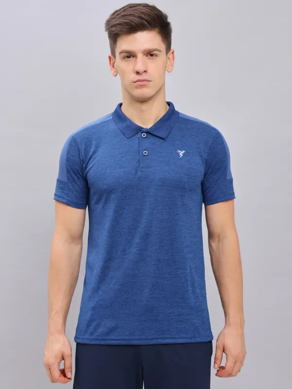 Men Melange Slim Fit Polo T-shirt with DOUBLE COOL