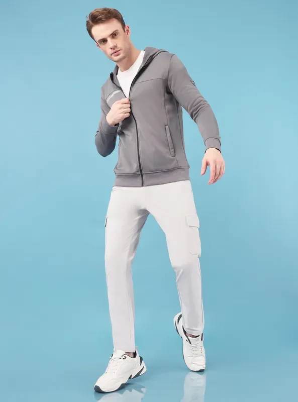 Men Solid Slim Fit Hooded Jacket with TECHNO DRY - Image 6