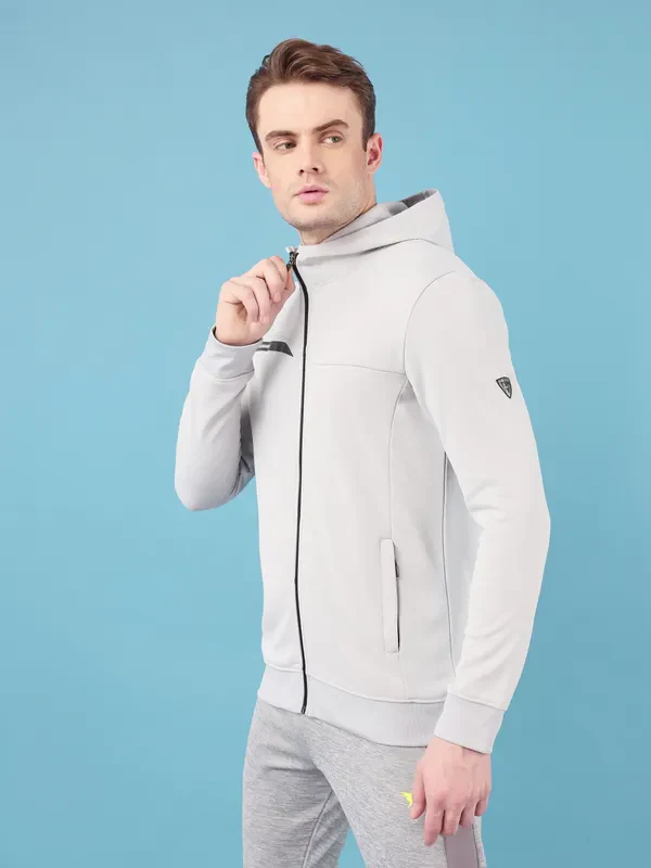 Men Solid Slim Fit Hooded Jacket with TECHNO DRY - Image 4