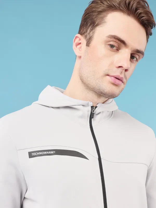 Men Solid Slim Fit Hooded Jacket with TECHNO DRY - Image 6