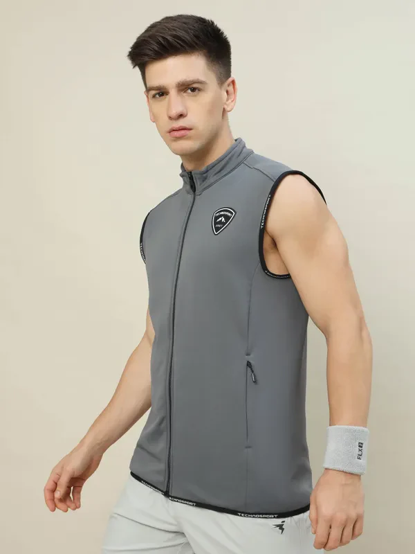Men Solid Slim Fit Mock Neck Jacket with TECHNOLITE - Image 5