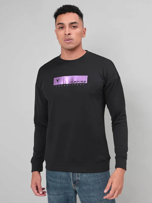 Men Printed Slim Fit Crew Neck Sweatshirt with ELASTO PLUS - Image 2