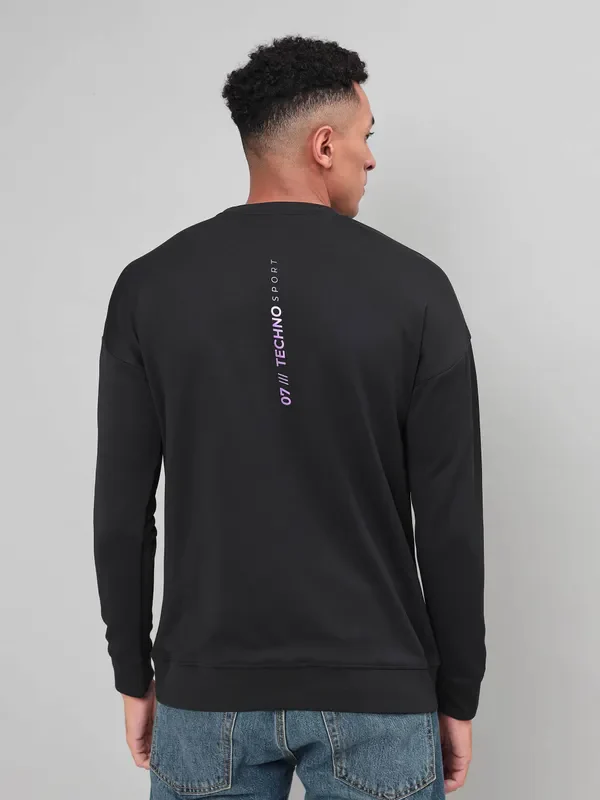 Men Printed Slim Fit Crew Neck Sweatshirt with ELASTO PLUS - Image 3