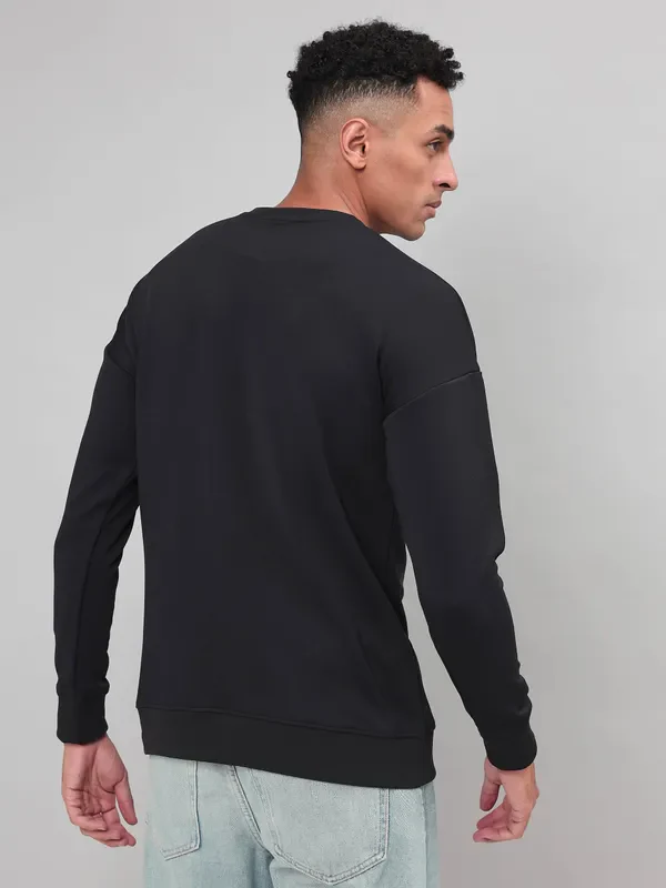 Men Printed Slim Fit Crew Neck Sweatshirt with ELASTO PLUS - Image 2