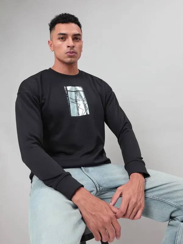 Men Printed Slim Fit Crew Neck Sweatshirt with ELASTO PLUS - Image 6