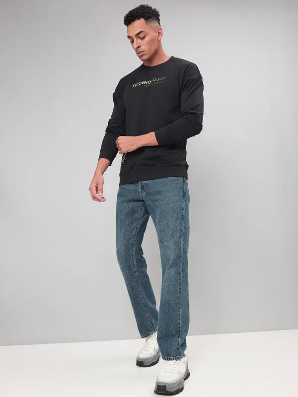 Men Printed Slim Fit Crew Neck Sweatshirt with ELASTO PLUS - Image 5