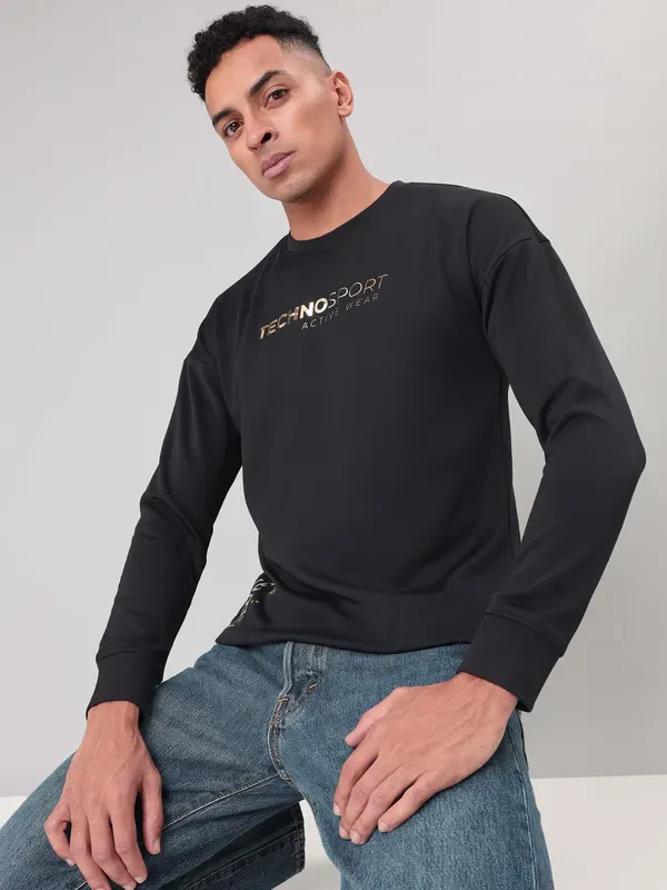 Men Printed Slim Fit Crew Neck Sweatshirt with ELASTO PLUS - Image 6