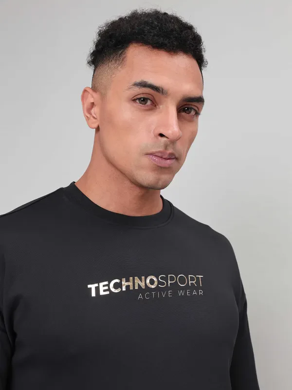 Men Printed Slim Fit Crew Neck Sweatshirt with ELASTO PLUS - Image 8