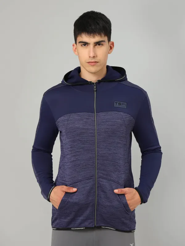 Men Melange Slim Fit Hooded Jacket with TECHNOLITE