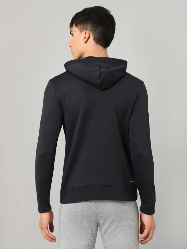 Men Solid Slim Fit Hooded Sweatshirt  with TECHNO DRY - Image 3