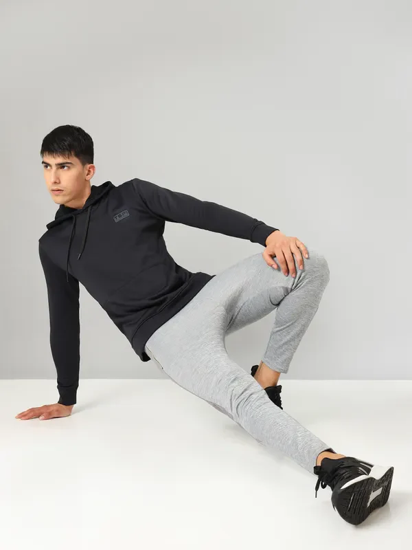 Men Solid Slim Fit Hooded Sweatshirt  with TECHNO DRY - Image 5