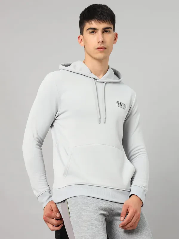 Men Solid Slim Fit Hooded Sweatshirt  with TECHNO DRY - Image 5