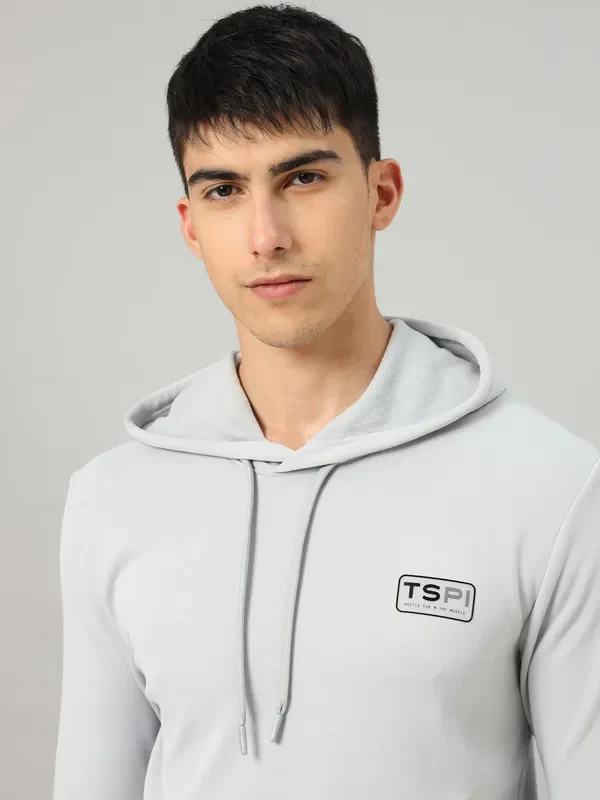Men Solid Slim Fit Hooded Sweatshirt  with TECHNO DRY - Image 6