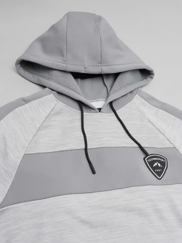 Men Melange Slim Fit Hooded sweatshirt with TECHNO GUARD - Image 6