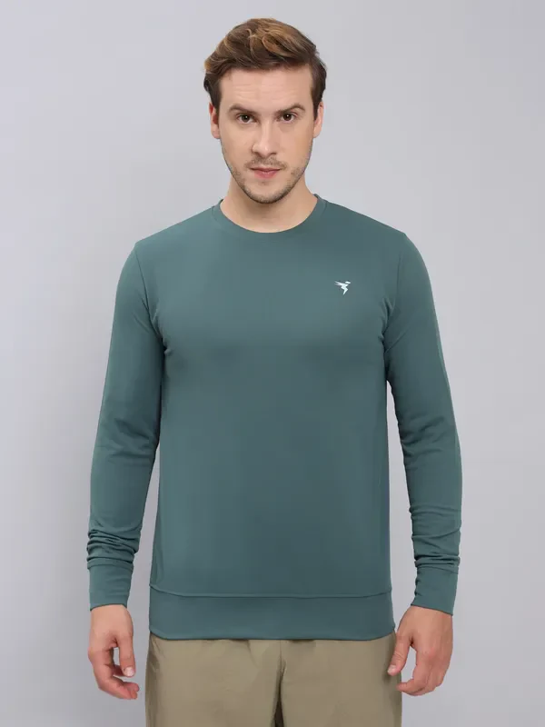 Men Solid Slim Fit Crew Neck T-shirt with ELASTO PLUS - Image 4