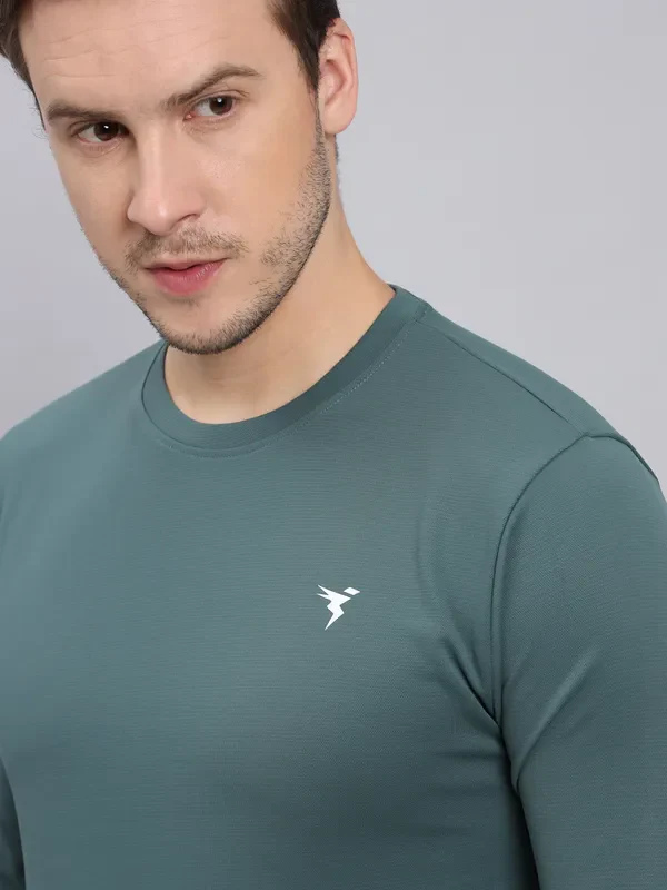 Men Solid Slim Fit Crew Neck T-shirt with ELASTO PLUS - Image 5