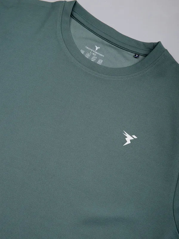 Men Solid Slim Fit Crew Neck T-shirt with ELASTO PLUS - Image 7