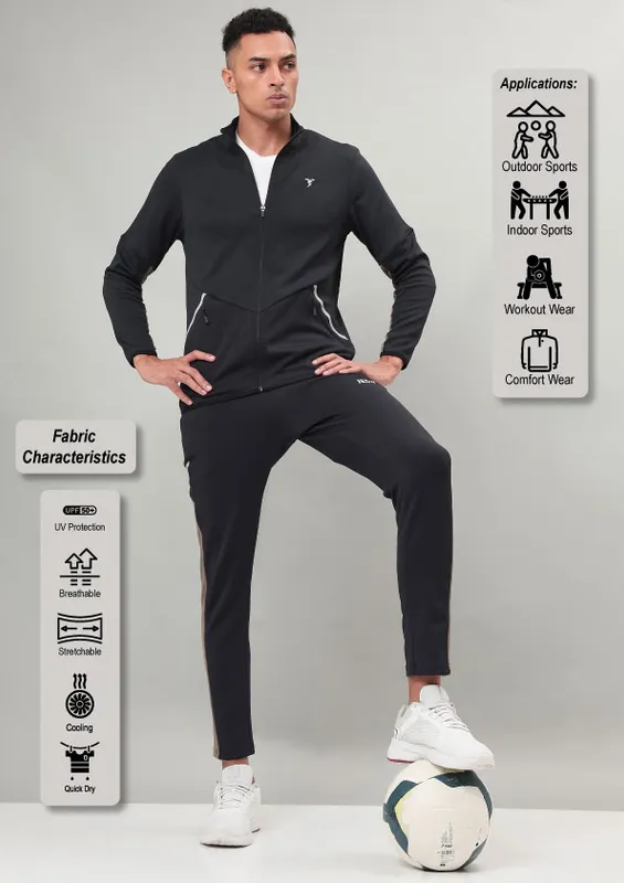 Men Solid Slim Fit Mock Neck Jacket with ELASTO PLUS - Image 2