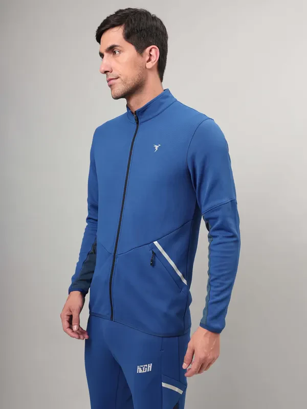 Men Solid Slim Fit Mock Neck Jacket with ELASTO PLUS - Image 2