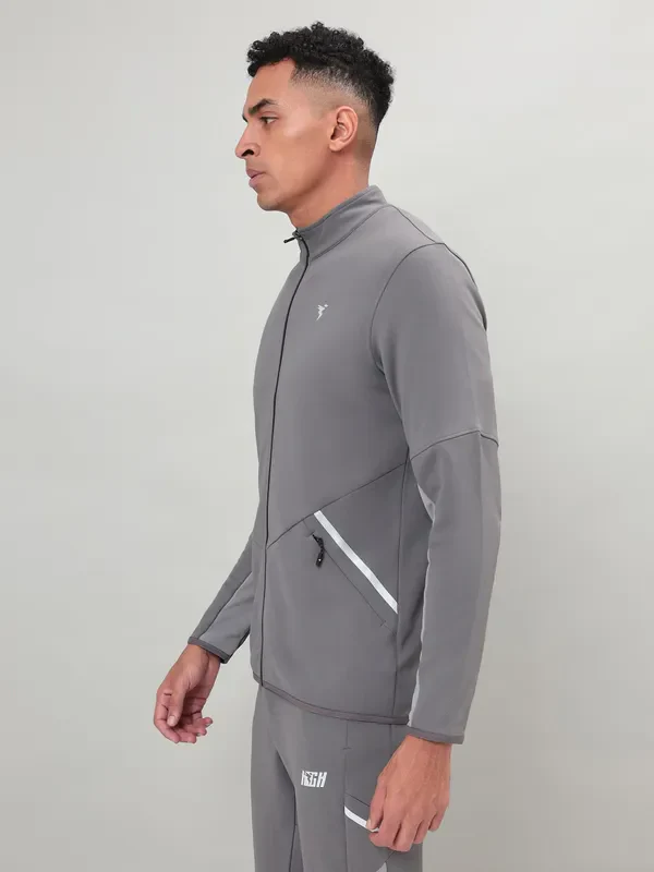 Men Solid Slim Fit Mock Neck Jacket with ELASTO PLUS - Image 4