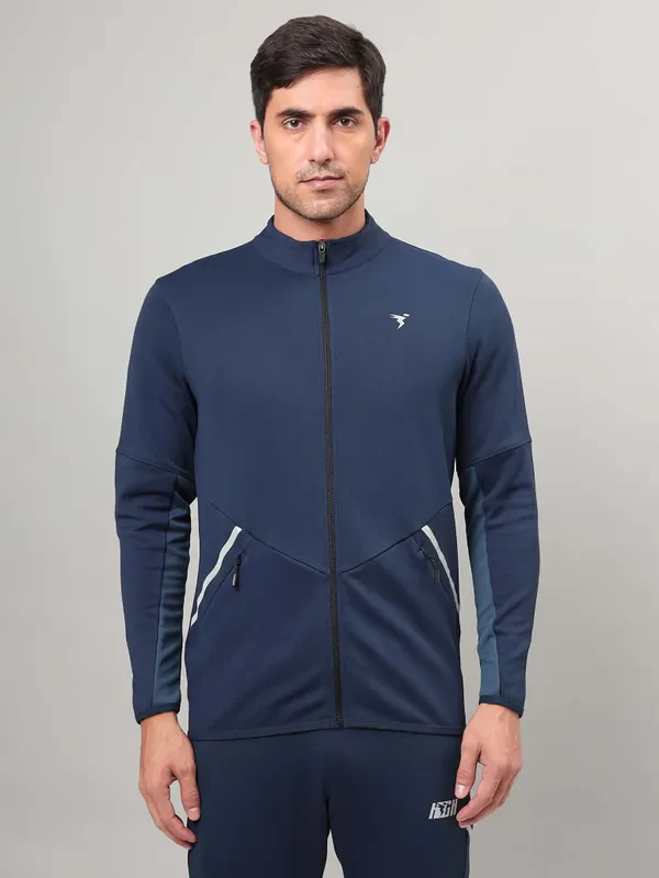 Men Solid Slim Fit Mock Neck Jacket with ELASTO PLUS - Image 5