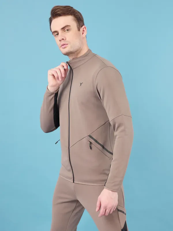 Men Solid Slim Fit Mock Neck Jacket with ELASTO PLUS - Image 4
