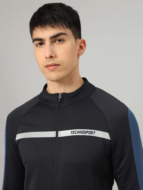Men Colorblock Slim Fit Mock Neck Jacket with TECHNO GUARD - Image 6